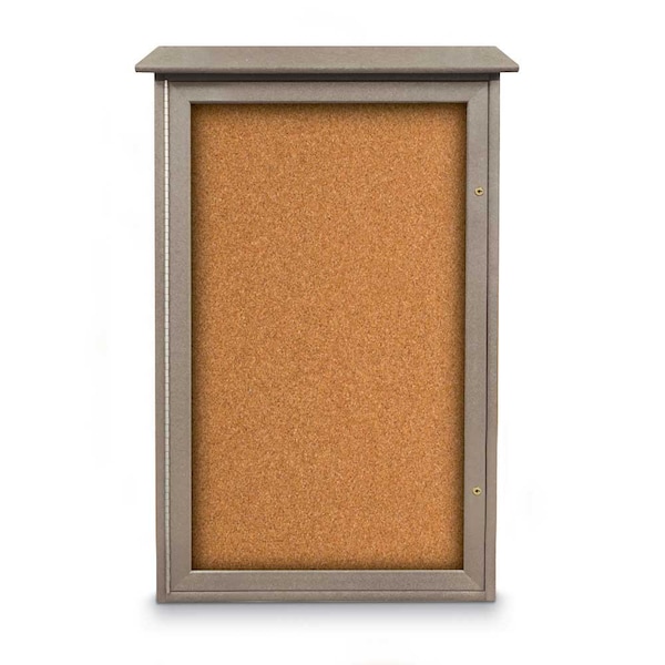 Indoor Enclosed Combo Board, 72"x36", Satin Frame/White Porcelain & Cork